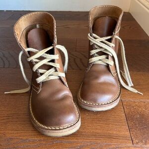Faborg Cocoa Brown Natural Leather Boots Lace Up